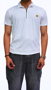 Men's Imported white Textured old money style polo shirt